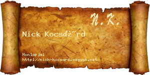 Nick Kocsárd névjegykártya